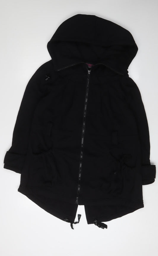 New Look Women's Black Full Zip Hoodie Size 12 with Bow Accents