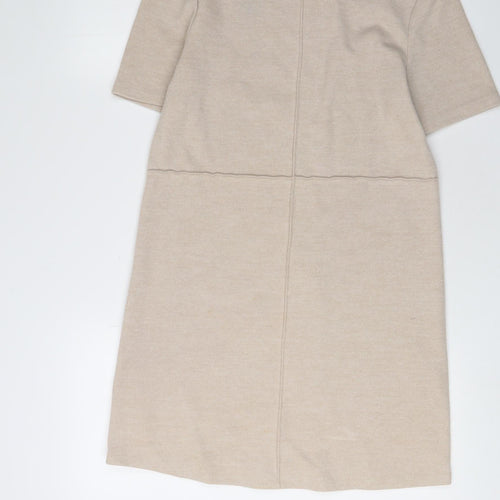 Zara Women's Beige Shift Dress Size 8