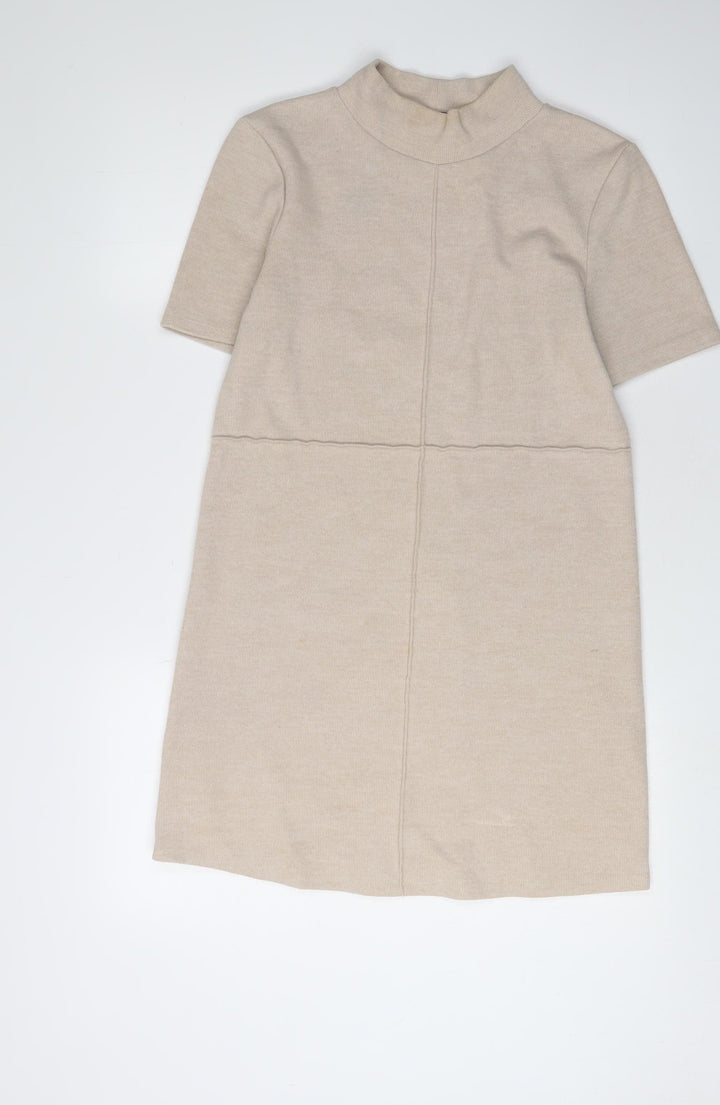 Zara Women's Beige Shift Dress Size 8