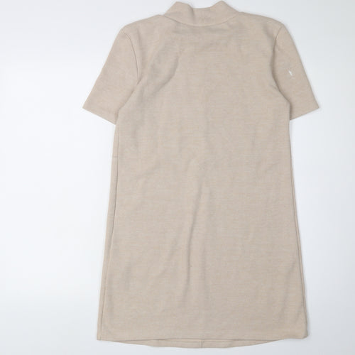 Zara Women's Beige Shift Dress Size 8