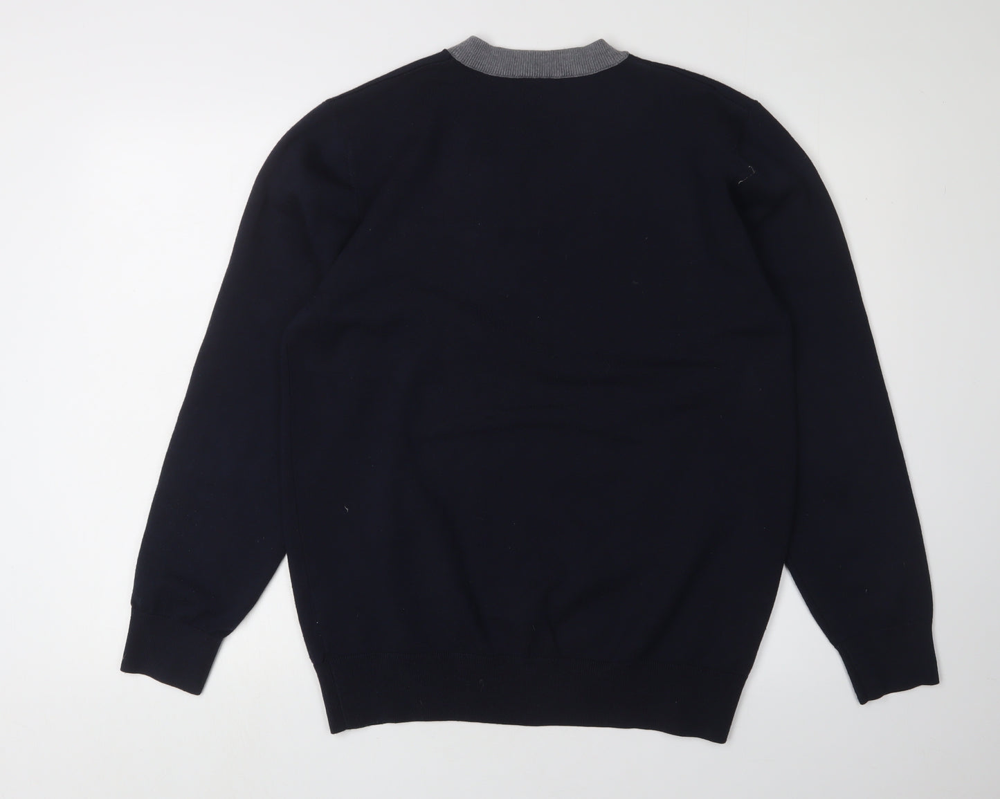 JK Men's Black 4XL Henley Jumper with Button Accents