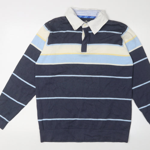 Marks and Spencer Men's Stripe Collared Pullover - S