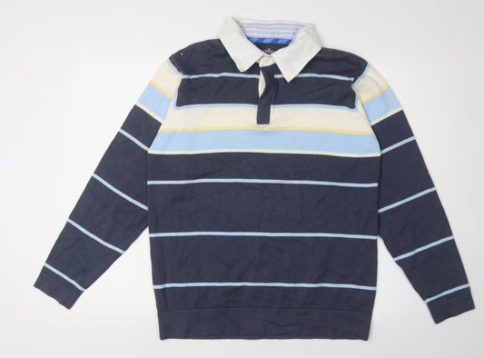 Marks and Spencer Men's Stripe Collared Pullover - S