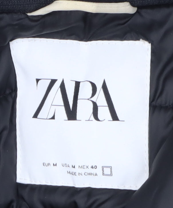 Zara Women Beige Parka Jacket Size 12 Hooded Pockets