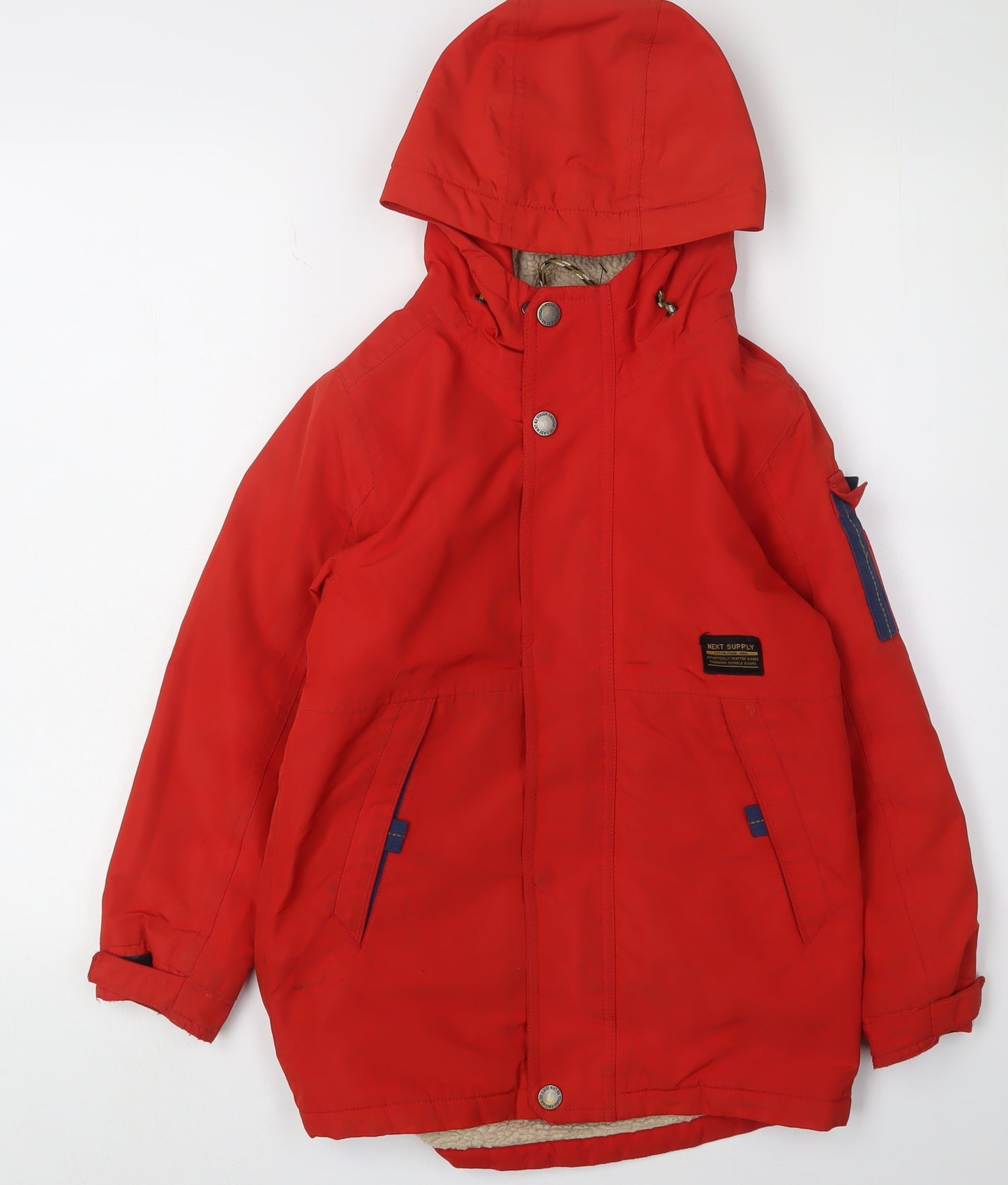 Next Boys Red Parka Coat 6-7 Years Hooded Winter