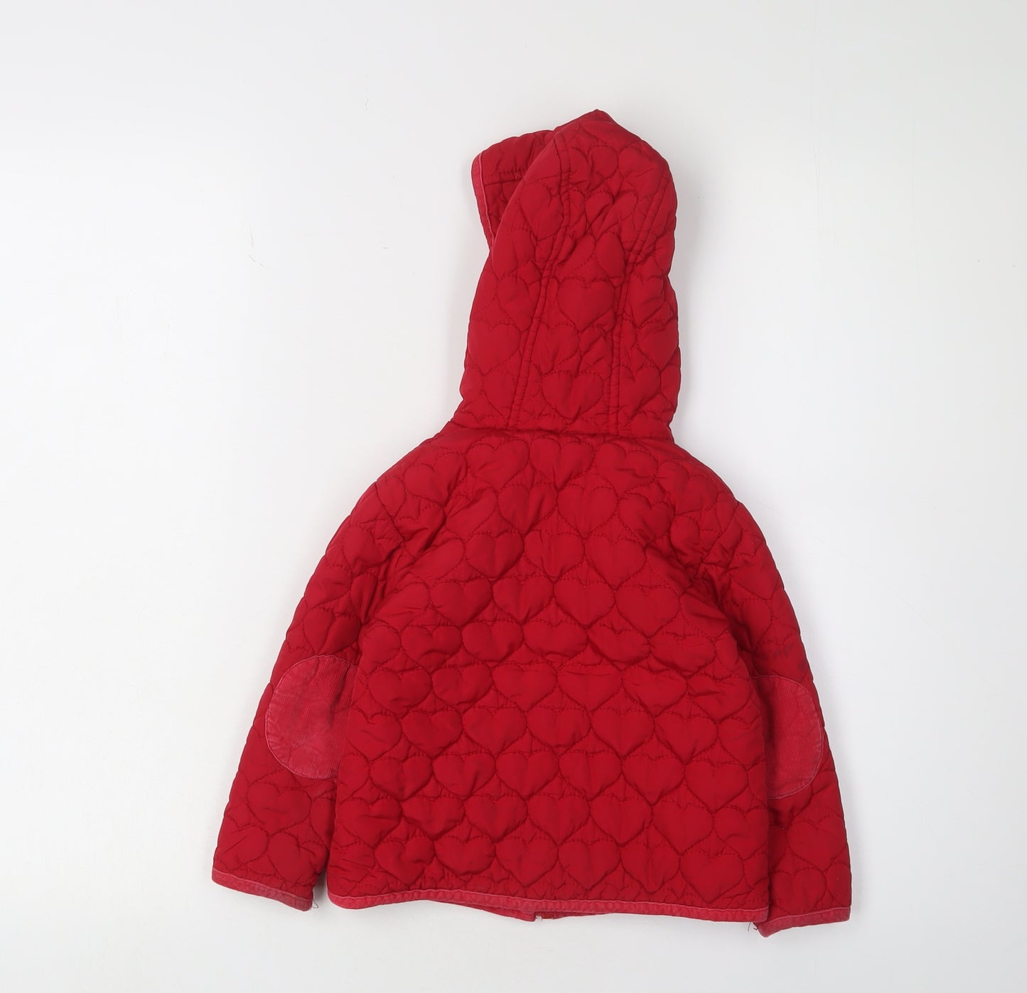Next Girls Red Quilted Hooded Jacket 2-3 Years