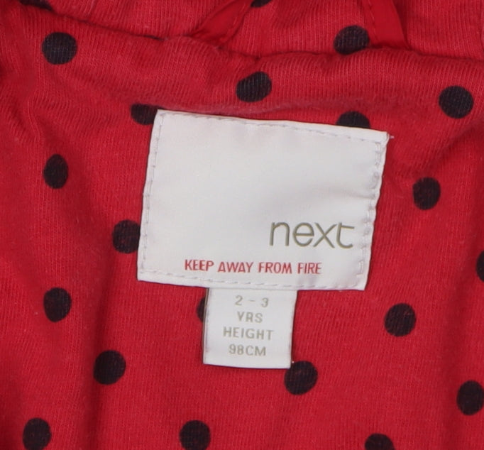 Next Girls Red Quilted Hooded Jacket 2-3 Years