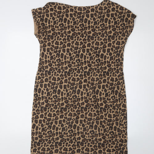 Next Women's Beige Leopard Print Bodycon Dress Size 10