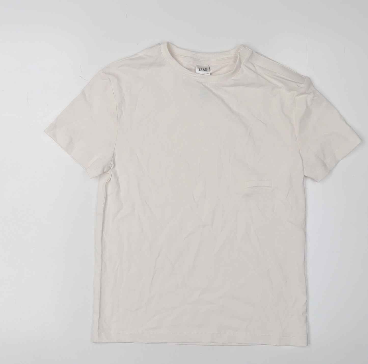 Marks and Spencer Girls Ivory T-Shirt 8-9 Years Cotton