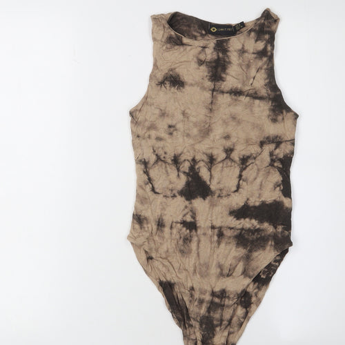 I SAW IT FIRST Women's Brown Tie Dye Bodysuit Size 8