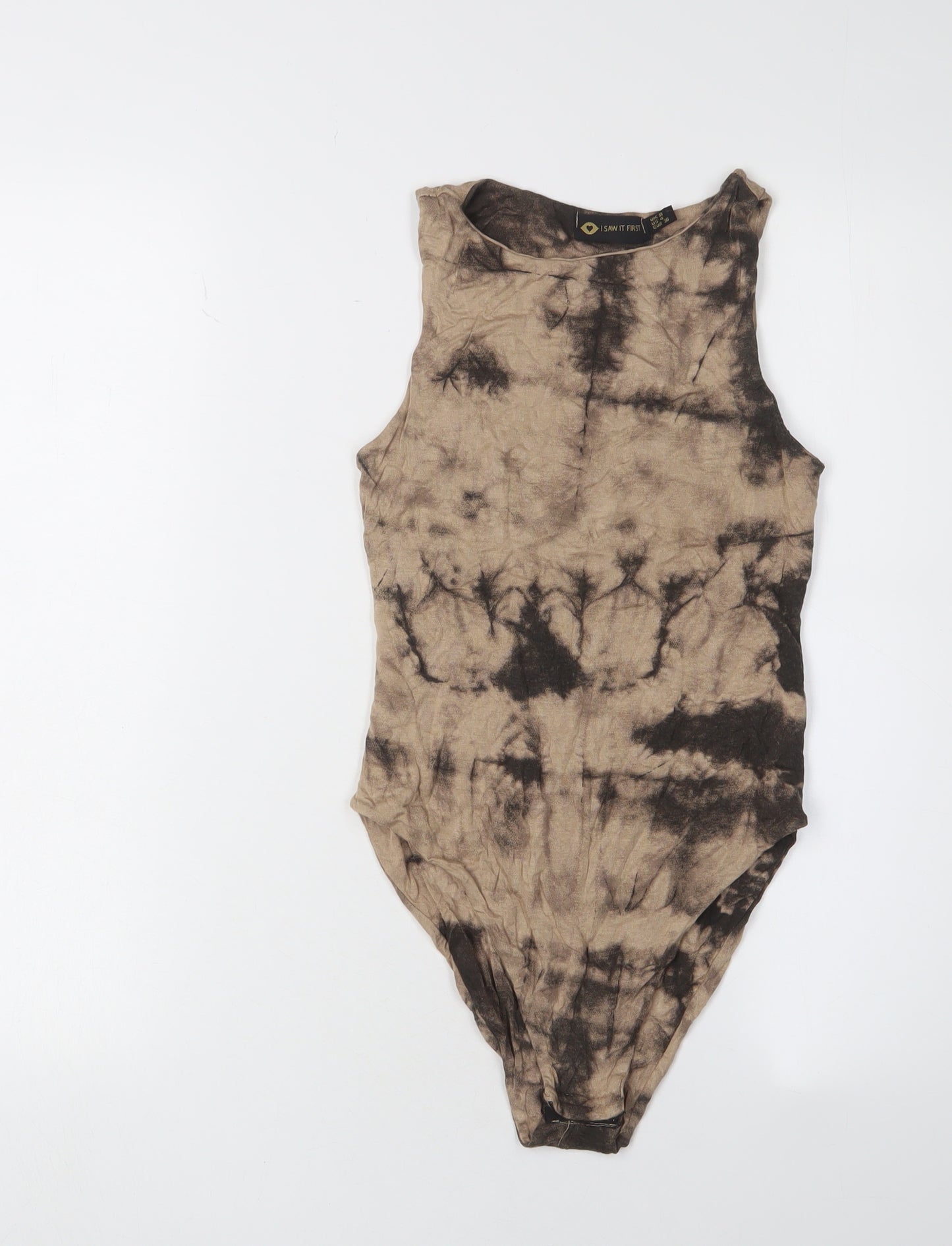 I SAW IT FIRST Women's Brown Tie Dye Bodysuit Size 8