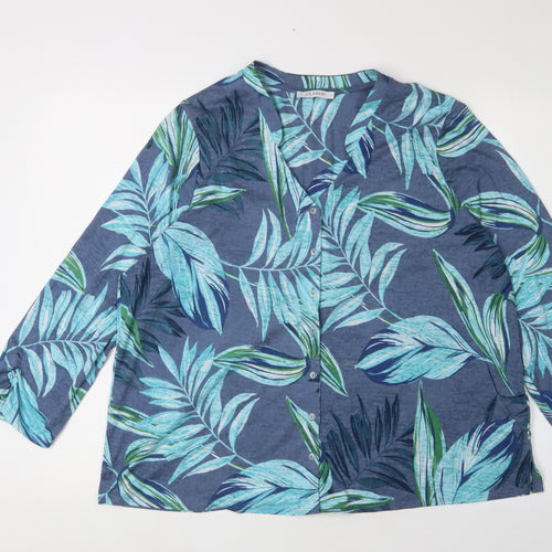 Marks and Spencer Women's Blue Floral Blouse - Size 20