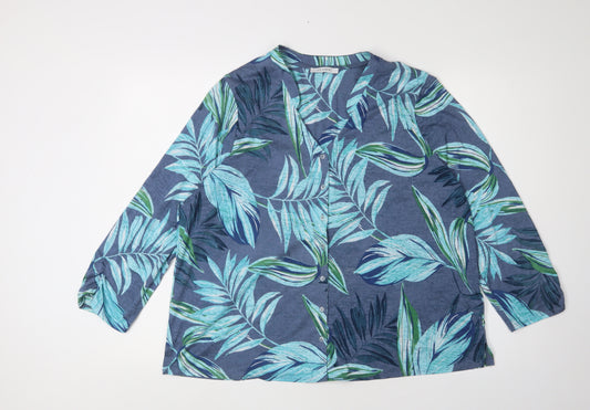 Marks and Spencer Women's Blue Floral Blouse - Size 20