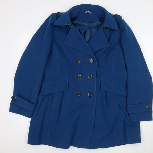 Marks and Spencer Women's Blue Pea Coat Size 16