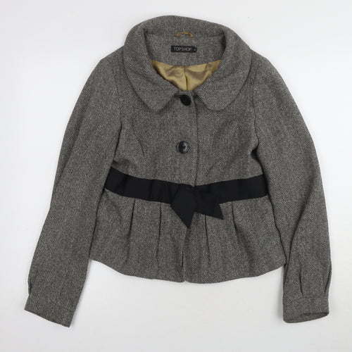 Topshop Women's Grey Tweed Classic Jacket Size 12