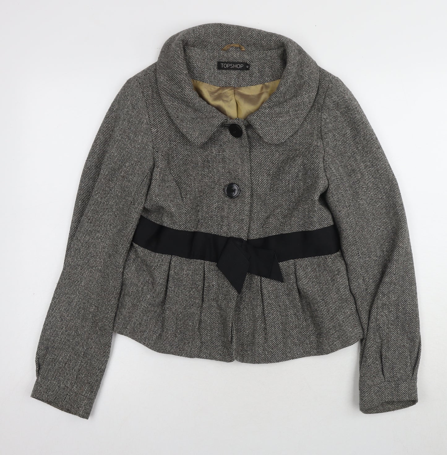 Topshop Women's Grey Tweed Classic Jacket Size 12