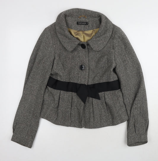 Topshop Women's Grey Tweed Classic Jacket Size 12