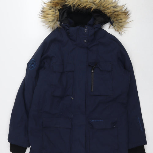 Ultrasport Men's Blue Hooded Parka Jacket Size L