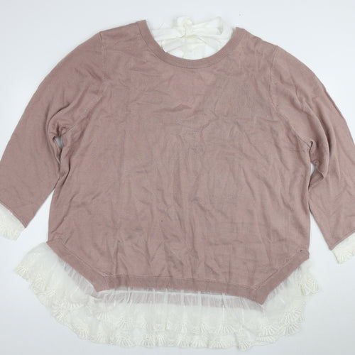 H&M Women's 3XL Pink Lace Pullover Jumper