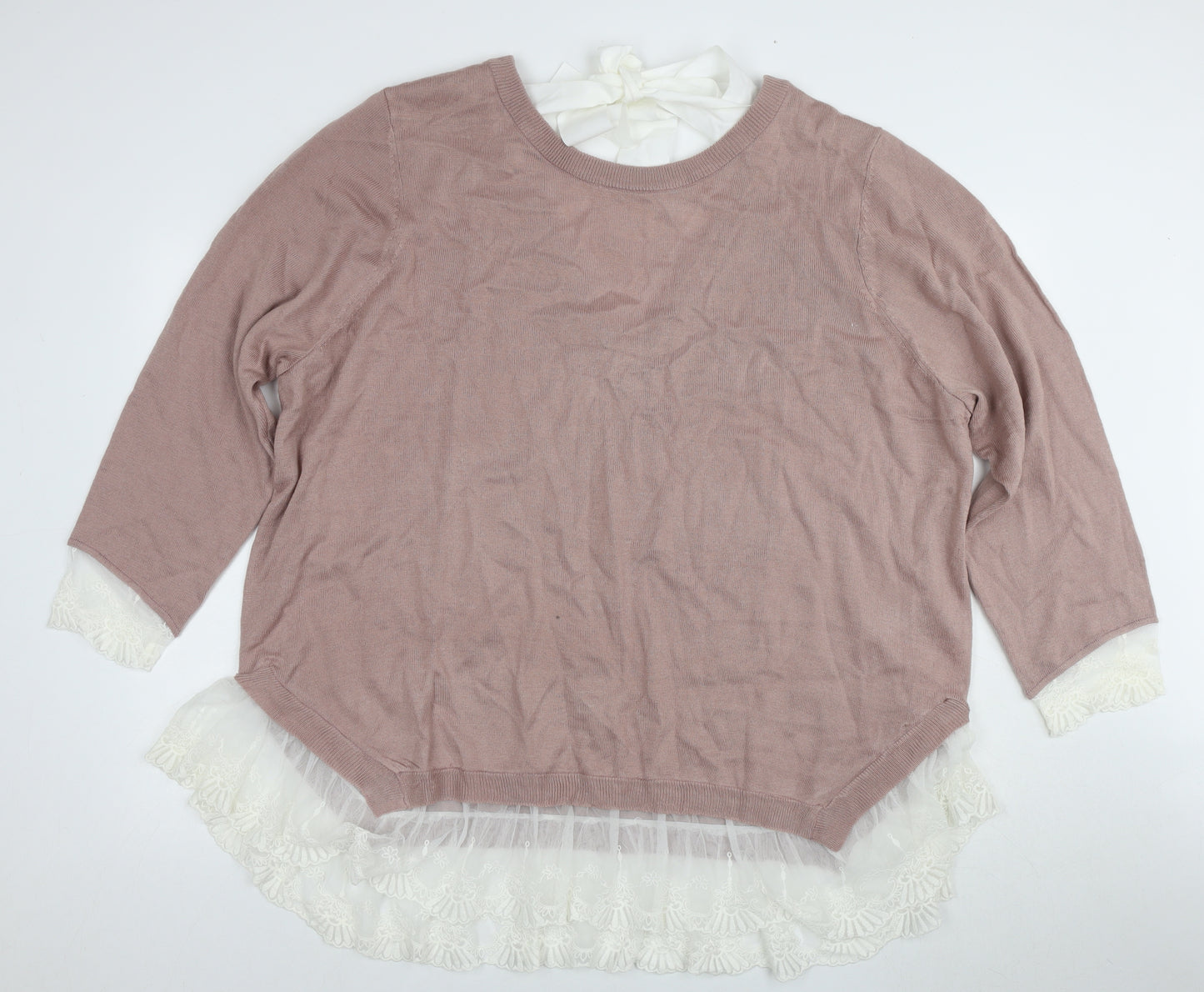 H&M Women's 3XL Pink Lace Pullover Jumper