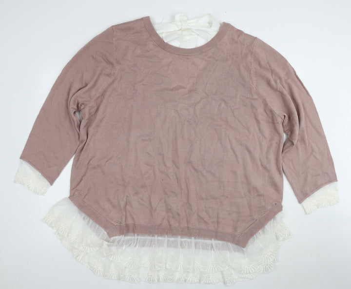 H&M Women's 3XL Pink Lace Pullover Jumper