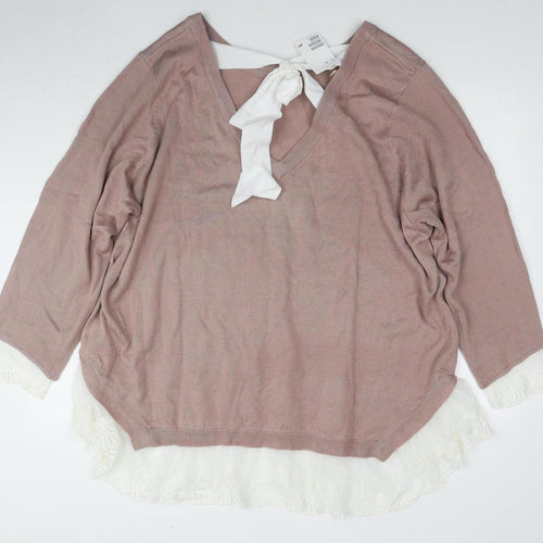 H&M Women's 3XL Pink Lace Pullover Jumper