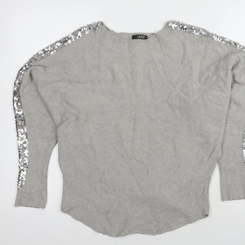 Quiz Women's Grey Sequin Pullover Jumper UK 6