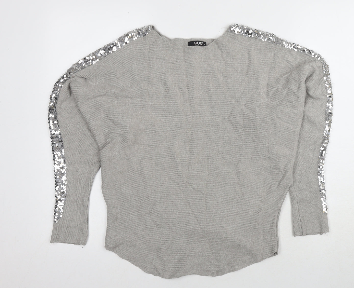 Quiz Women's Grey Sequin Pullover Jumper UK 6