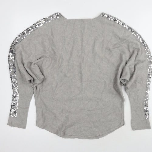 Quiz Women's Grey Sequin Pullover Jumper UK 6