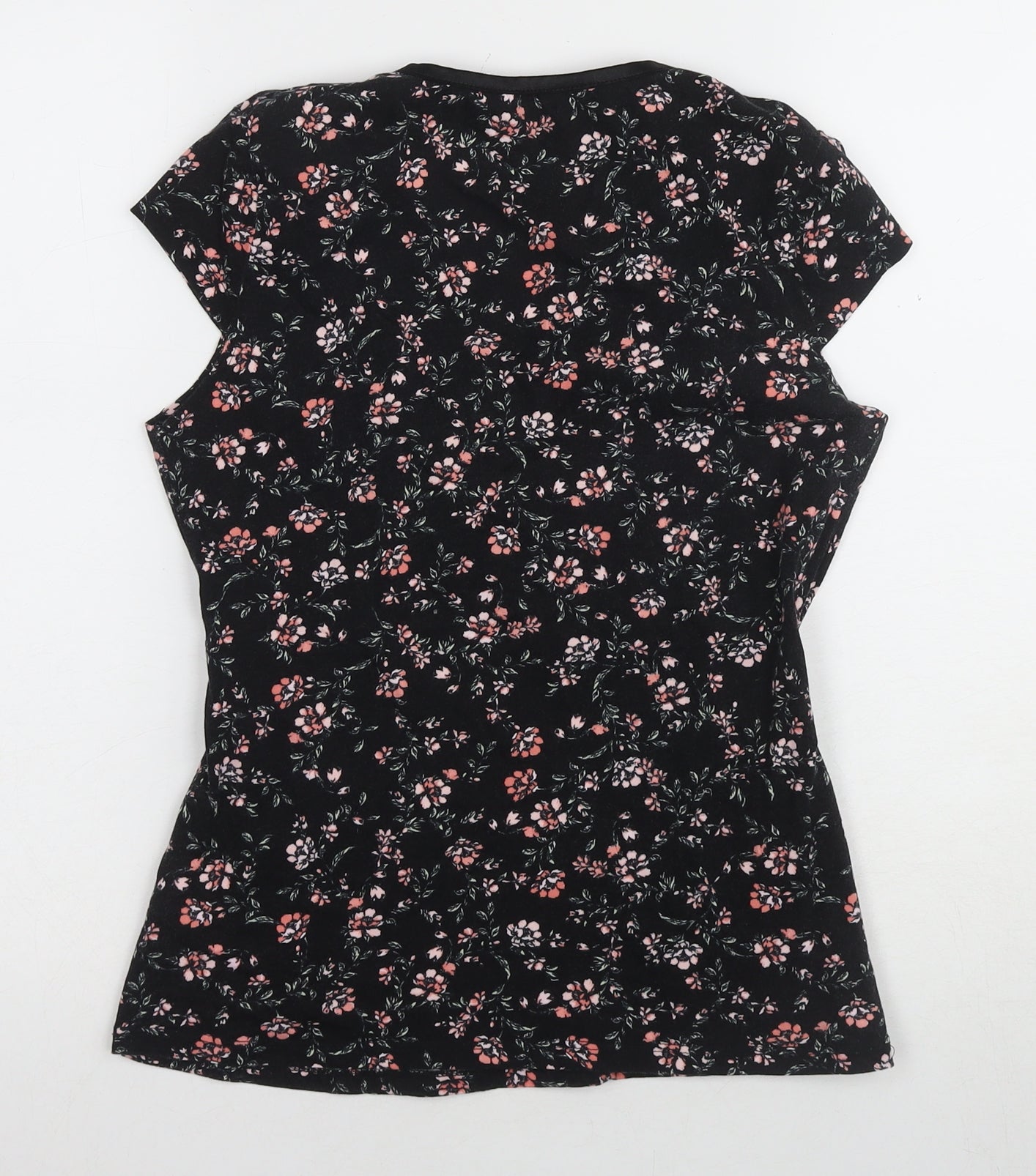 Dorothy Perkins Women's Black Floral T-Shirt Size 10