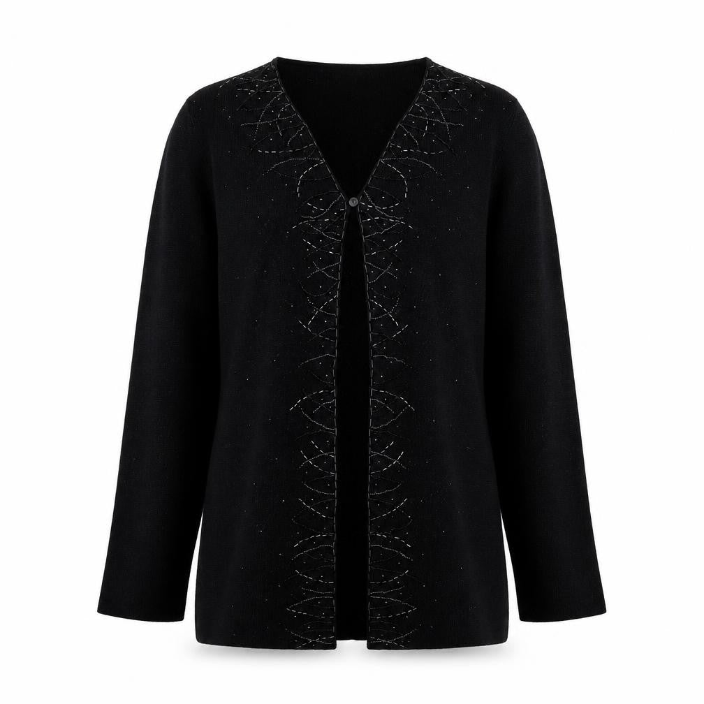 Front view of Marks & Spencer Black Women's Cardigan, size 10