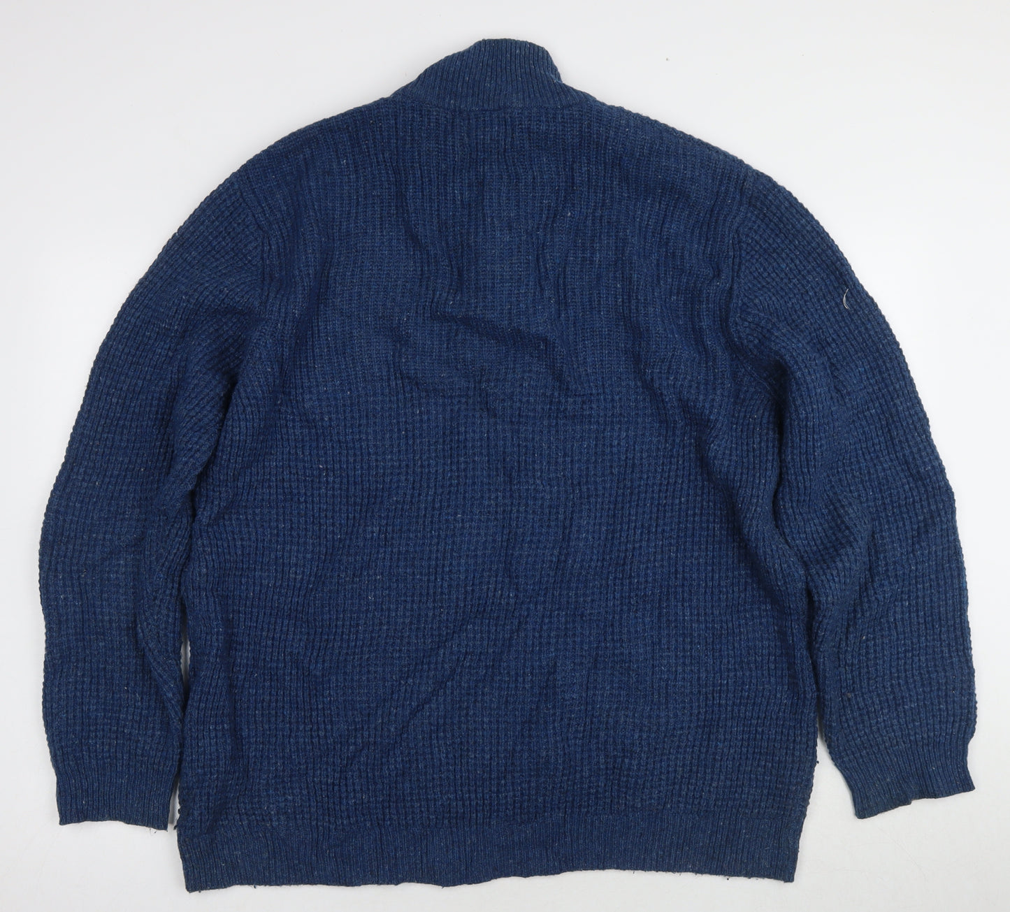 Marks and Spencer Men's Blue Wool Blend Henley Jumper 2XL
