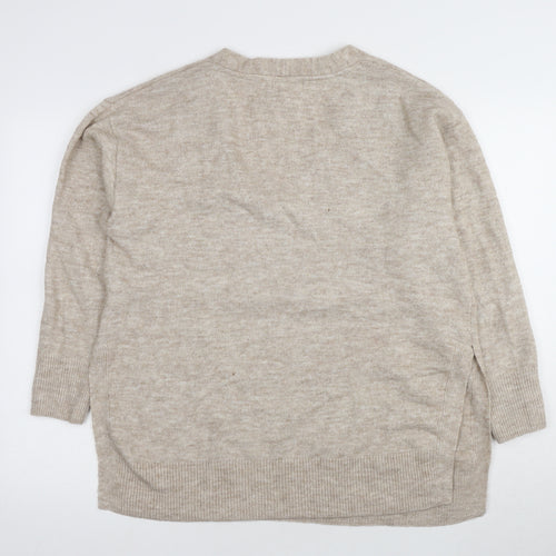 H&M Women's Beige V-Neck Pullover Jumper M