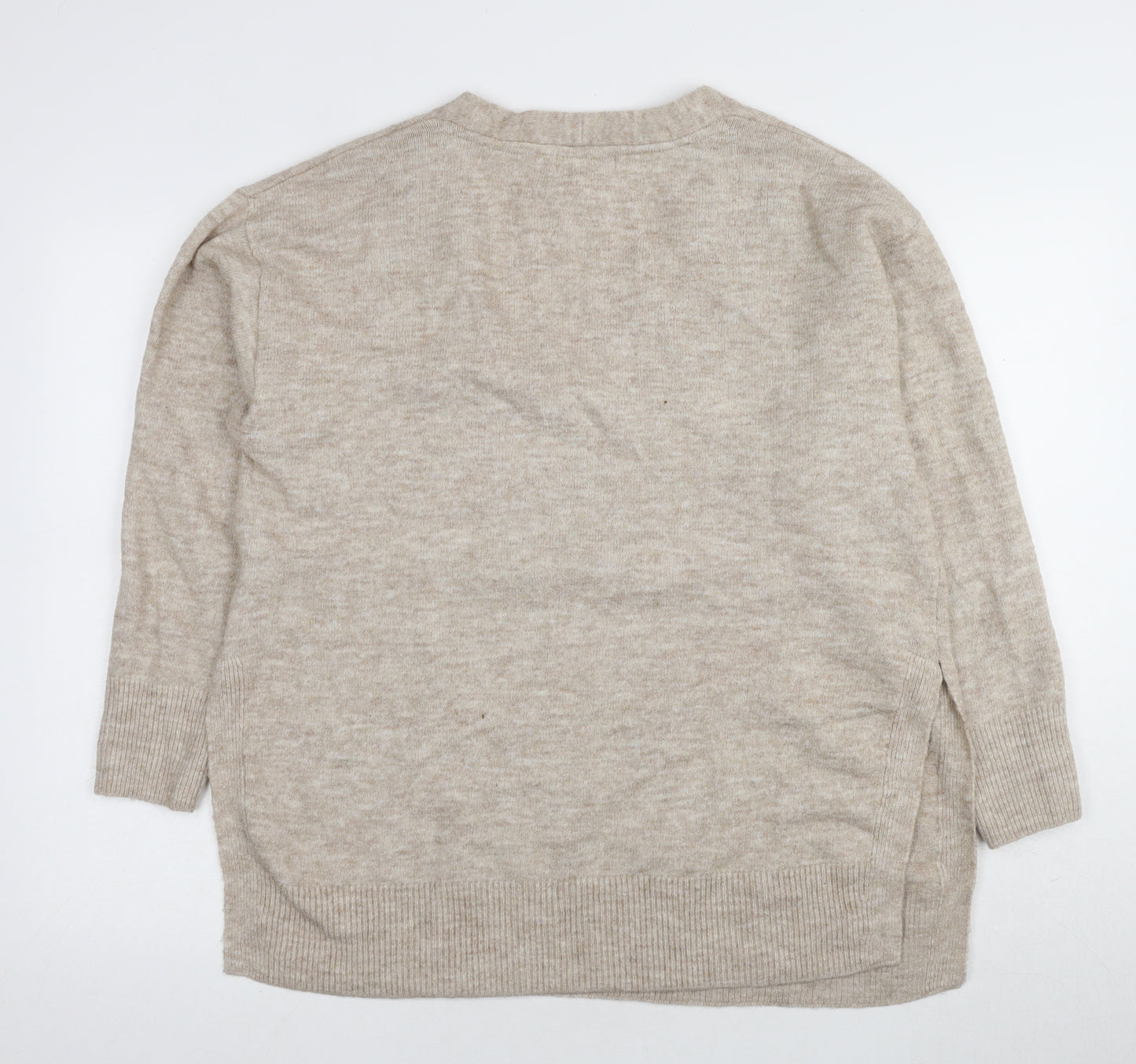 H&M Women's Beige V-Neck Pullover Jumper M