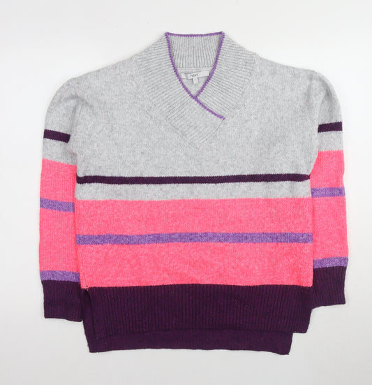 Next Women's Multicoloured Striped V-Neck Jumper S