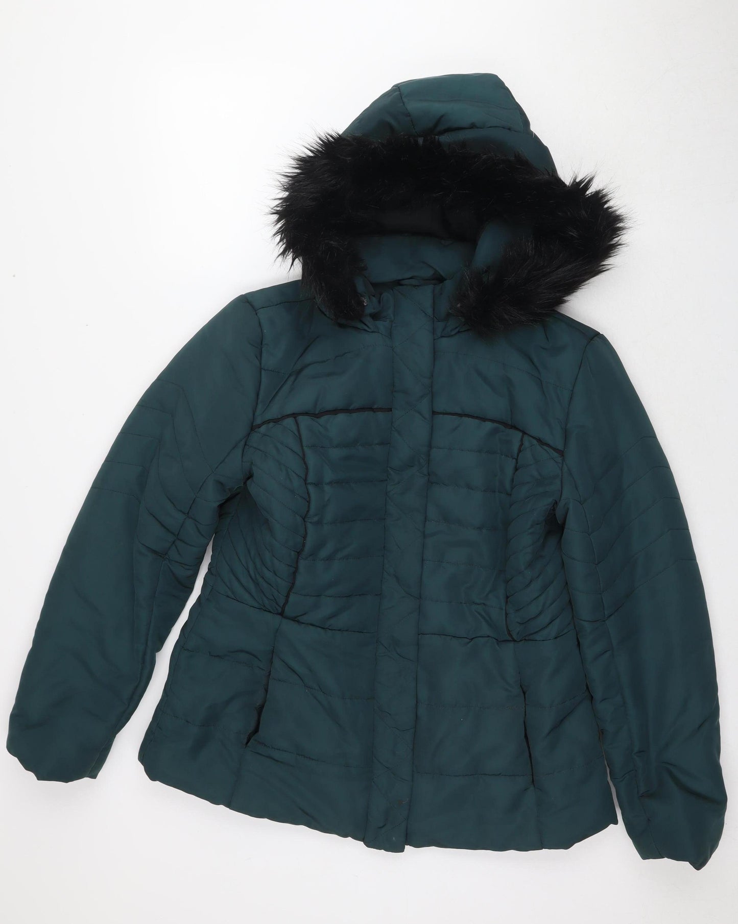 Debenhams Women's Green Puffer Jacket Size 14