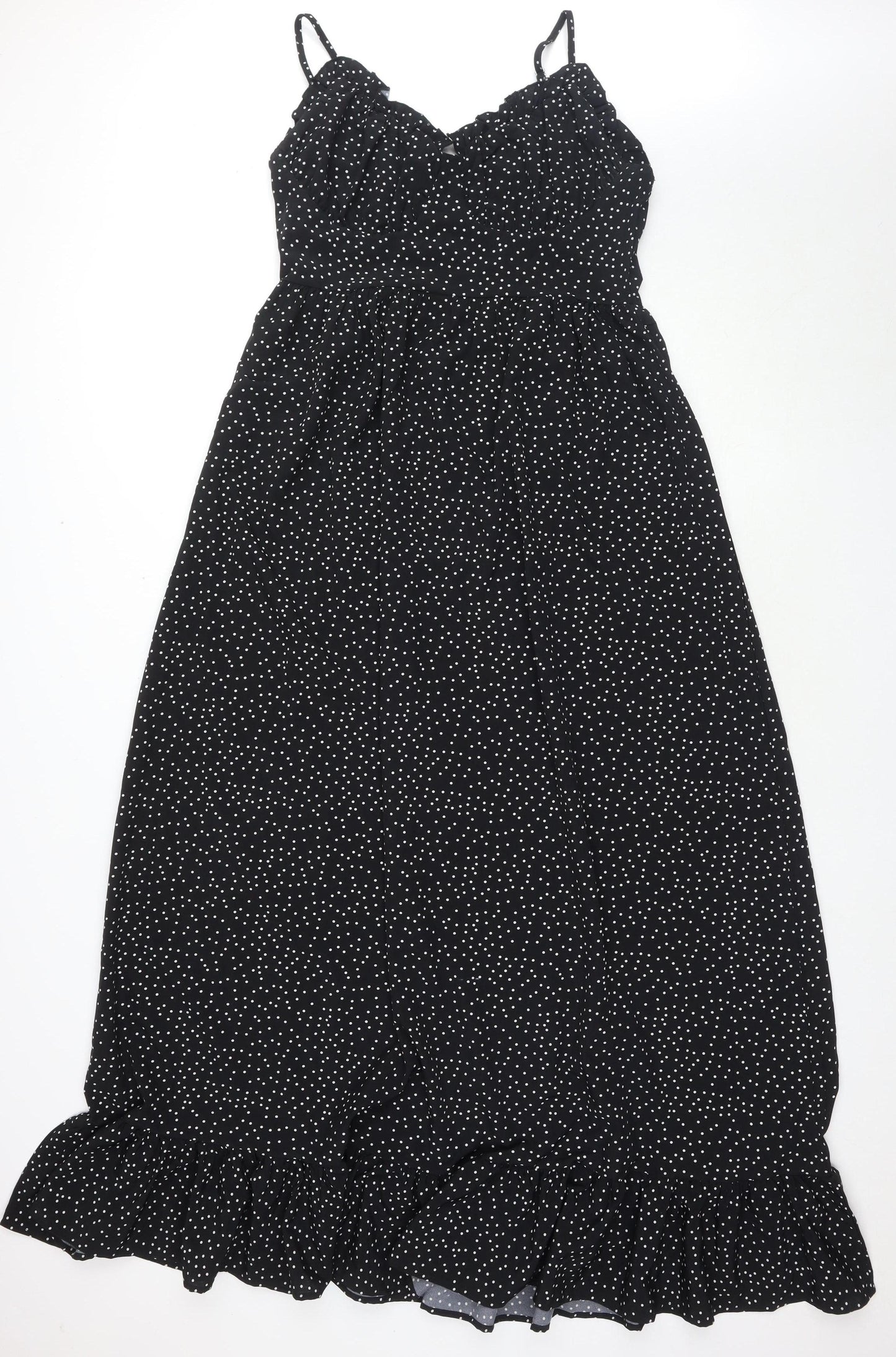 Boohoo Women's Black Polka Dot Slip Dress Size 12