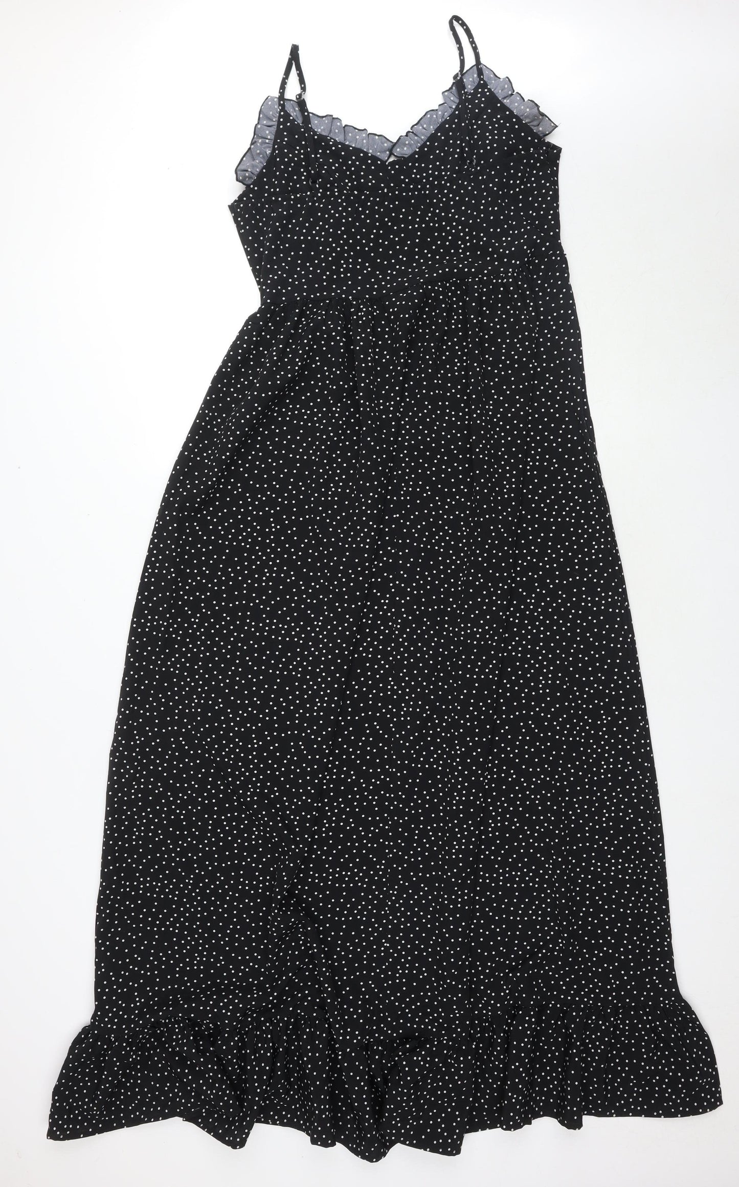 Boohoo Women's Black Polka Dot Slip Dress Size 12