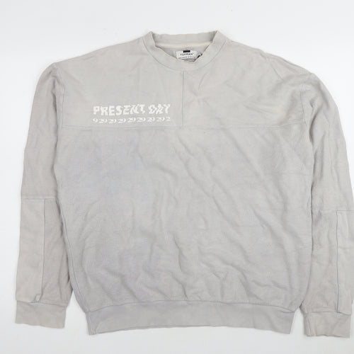 Topman Men's Grey Crew Neck Sweatshirt XS