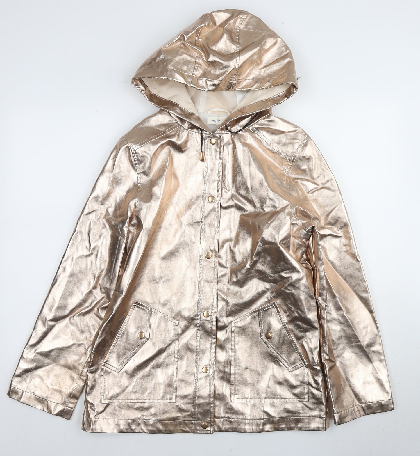 Urban Bliss Women's Gold Hooded Raincoat Jacket Size 10