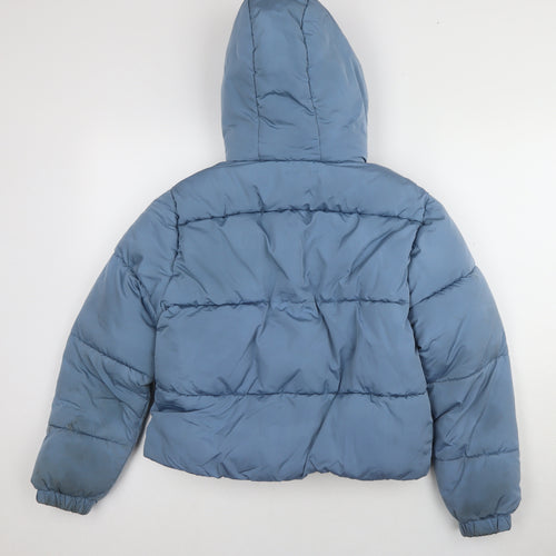 New Look Blue Girls Puffer Jacket 12-13 Years Hooded Winter