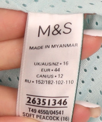 Marks and Spencer Women's Blue Hooded Jacket Size 16