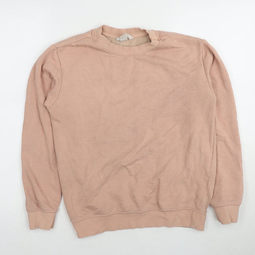 H&M Women's Beige Pullover Sweatshirt XS, Casual, Cotton Blend