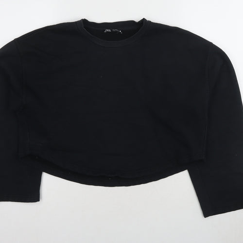 Zara Women's Black Crew Neck Pullover Sweatshirt Size 8
