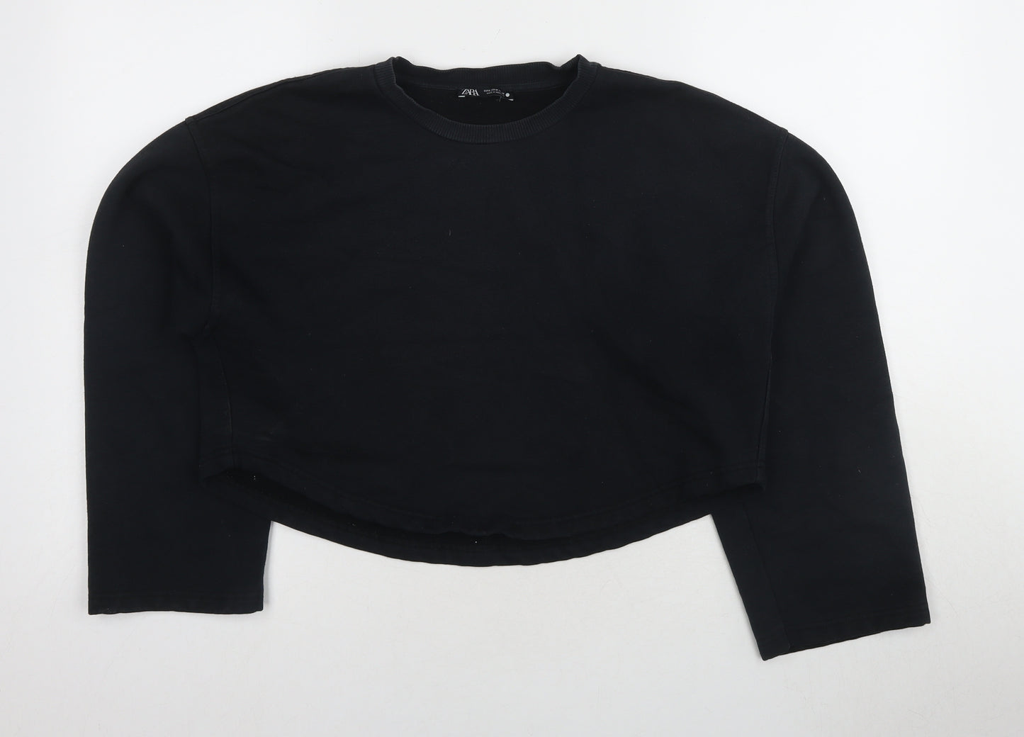 Zara Women's Black Crew Neck Pullover Sweatshirt Size 8