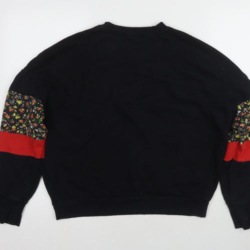 Zara Women's Black Floral Pullover Sweatshirt Size S