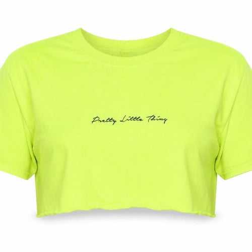 Pretty Little Thing Women's Green Cotton T-Shirt M