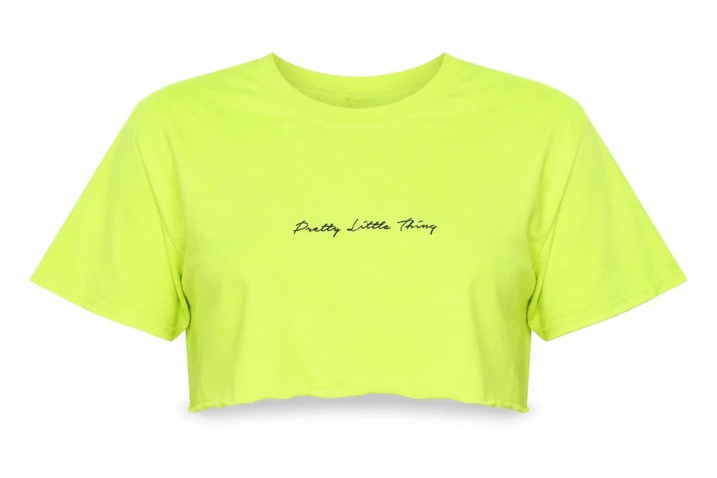 Pretty Little Thing Women's Green Cotton T-Shirt M