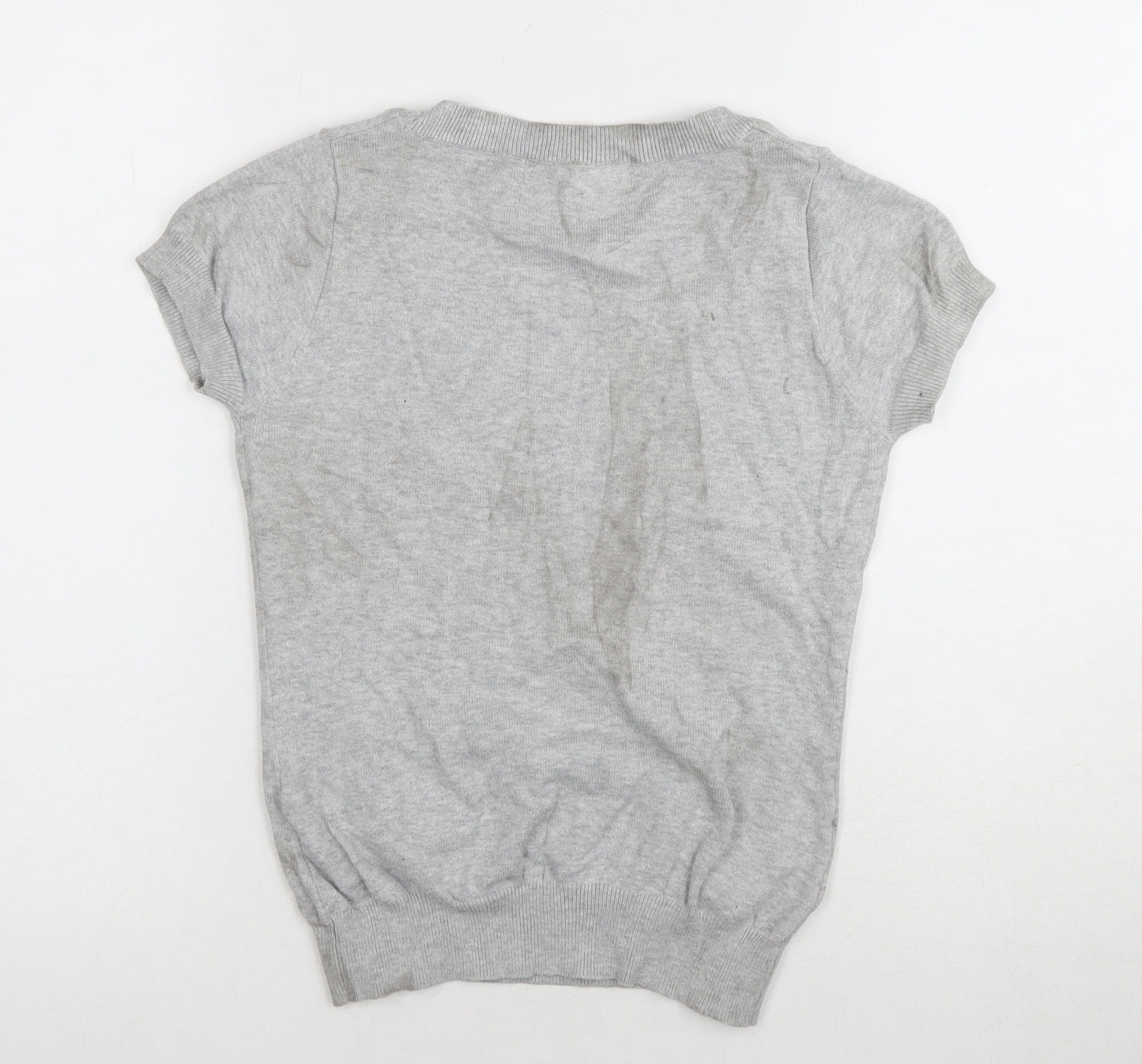 Zara Women's Grey Short Sleeve Cotton T-Shirt - Size S