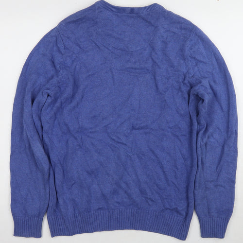 Maine Men's Blue Cotton Pullover Jumper L